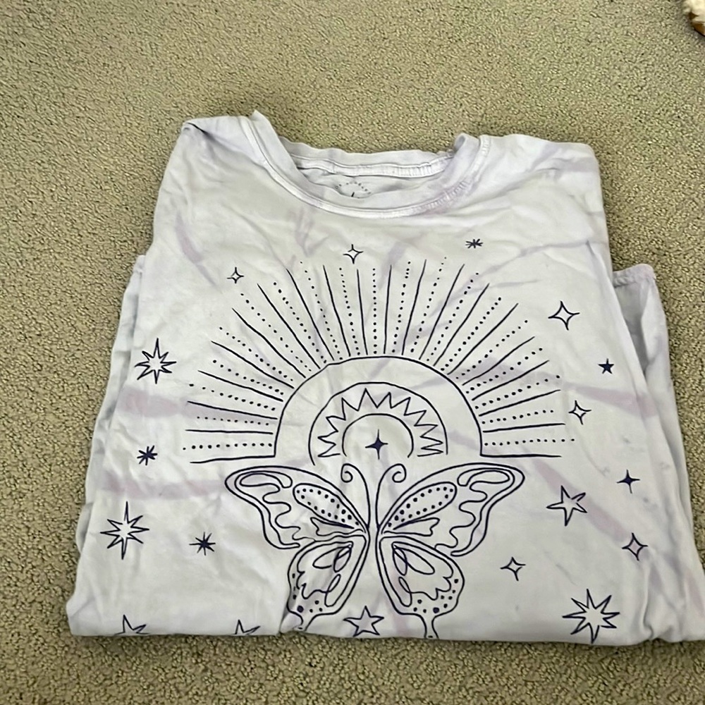 purple oversized graphic t
